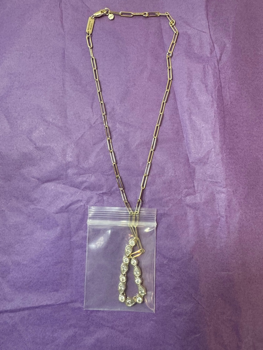 Melinda Maria Gold Teardrop & Round Simulated Diamond Tennis Necklace - Picture 10 of 15